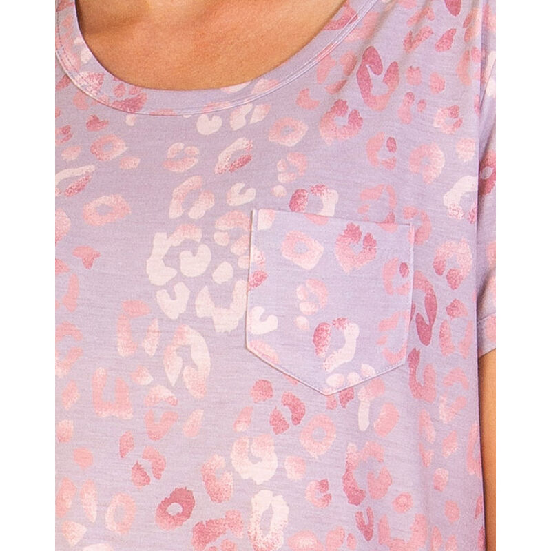 Wysteria Lane Rose Leopard Crew Neck Short Sleeve Nightdress image number 2